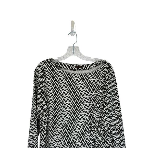 J. Mclaughlin Black White Geometric Print Career Ruched Tunic Blouse Size XL - Picture 3 of 10